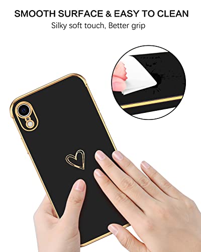 BENTOBEN iPhone XR Case, iPhone XR Phone Case, Cute Heart Pattern Slim Soft Flexible Shockproof TPU Bumper Protective Women Girls Boys Men Non-Slip Lightweight Cover for iPhone XR 6.1 Inch 2018, Black