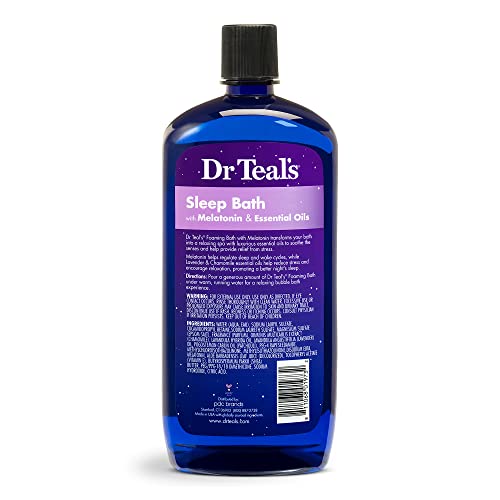 Dr Teal's Foaming Bath with Pure Epsom Salt, Melatonin Sleep Soak with Essential Oil Blend, 34 fl oz (Pack of 4)