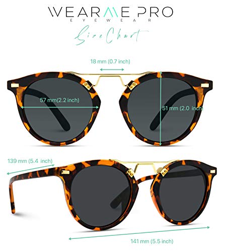 WearMe Pro - Polarized Round Vintage Retro Mirrored Lens Women Metal Frame Sunglasses (Tortoise/Pink Lens)