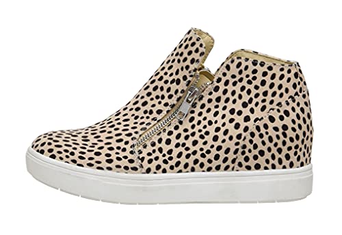 CUSHIONAIRE Women's Hart Hidden Wedge Sneaker +Memory Foam & Wide Width Available, Spotted Cheetah 9.5