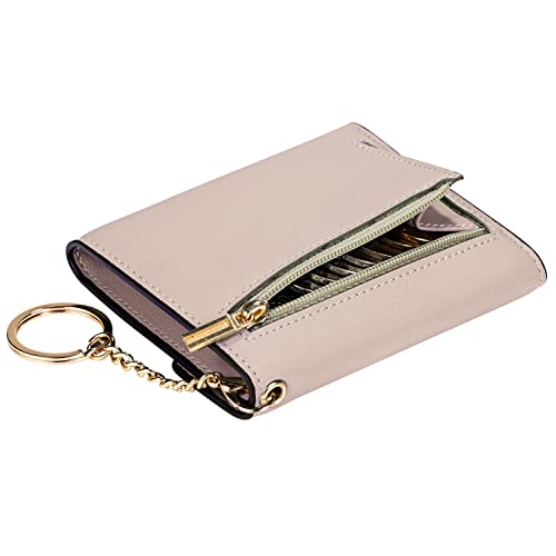 Gostwo women's Small Wallet RFID Blocking Keychain Wallet Change Pouch Credit Card Holder Mini Bifold Purse(Pink Champagne)