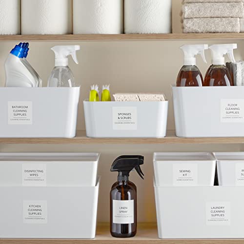 Talented Kitchen 144 Minimalistic Laundry Room Labels for Glass Jars, Preprinted Linen Closet Stickers for Containers, Bathroom Organization, Cleaning Supplies (Black)