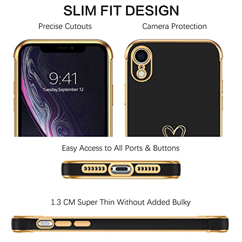 BENTOBEN iPhone XR Case, iPhone XR Phone Case, Cute Heart Pattern Slim Soft Flexible Shockproof TPU Bumper Protective Women Girls Boys Men Non-Slip Lightweight Cover for iPhone XR 6.1 Inch 2018, Black