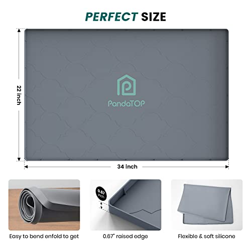 Under Sink Mat, 34" x 22" Silicone Kitchen Cabinet Tray, Waterproof & Flexible Under Sink Liner for Kitchen Bathroom and Laundry Room