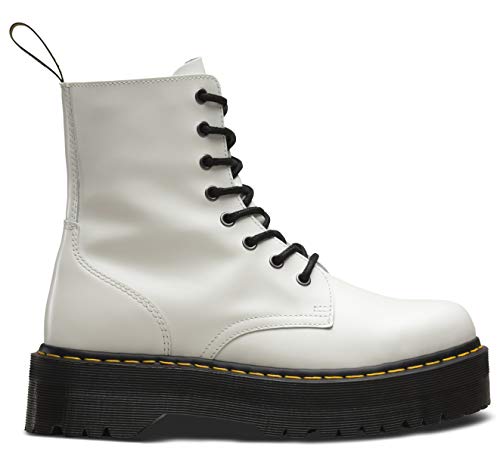 Dr. Martens, Jadon 8-Eye Leather Platform Boot for Men and Women, White Smooth, 7 US Women/6 US Men