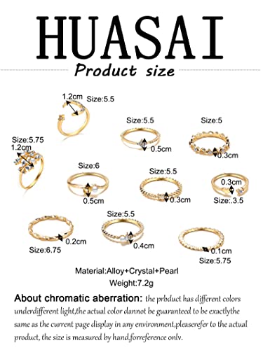 HUASAI Gold Stacking Rings for Women Butterfly Knuckle Rings Snake Rings Moon Star Rings Heart Stacking Rings for Girls(Moon Star Ring Set)