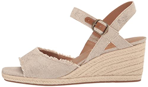 Lucky Brand Women's MINDRA Espadrille Wedge Sandal, natural/plat, 9 M US