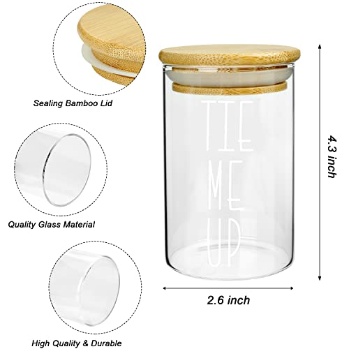 MOMEEMO Apothecary Jars with Lids for Bathroom Storage Organizer, Hair Tie Organizer & Bobby Pin Holder are Great for Bamboo Bathroom Accessories, Bathroom Decor Farmhouse Style. (Hair Ties & Pins)