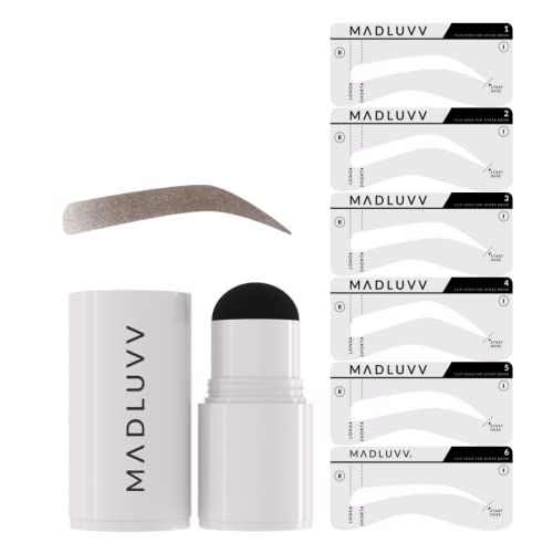 MADLUVV Patented Eyebrow Stamp Stencil Kit, 1-Step Brow Stamp™ + Shaping Kit, The Original Viral Eyebrow Stamp and Stencil Set (Brunette)