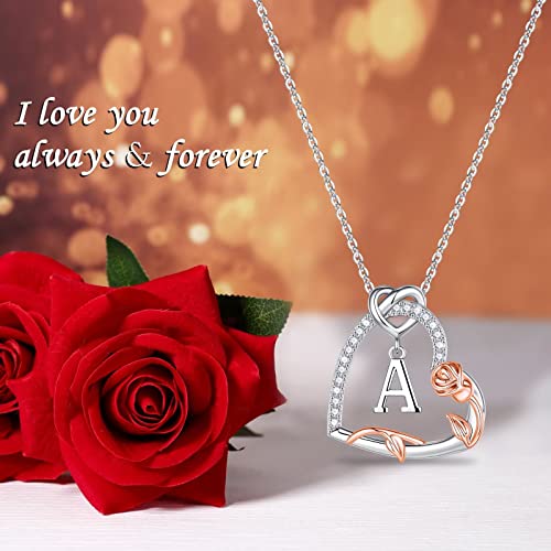 Easter Gifts for Teen Girls Women - Heart Initial Necklaces for Women Teen Girls, Letter Initial K Necklace Jewelry Anniversary Engagement Gifts Necklace for Her Wife Girlfriend Birthday Romantic Gifts Bridesmaid Proposal Gifts Necklace