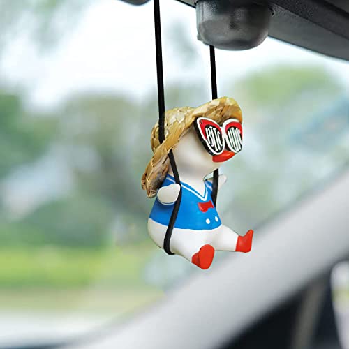 Swinging Duck Car Hanging Ornament Car Rear View Mirror Hanging Accessories Car Pendant Interior Ornament Accessories Car Decorations Christmas