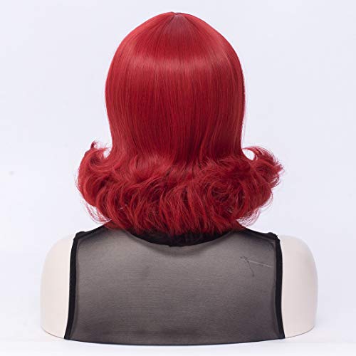 FVCENT Short Straight Side Bang Flip Out Shoulder Length Women Costume Wig (Red)