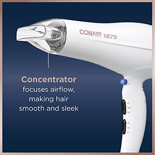 Conair Double Ceramic Hair Dryer, 1875W Hair Dryer with Ionic Conditioning