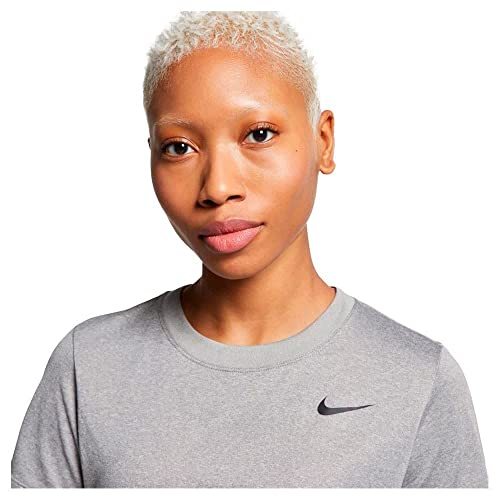 Nike Women's Dry Legend Crew Training T-Shirt (Dark Grey Heather/Black, Large)