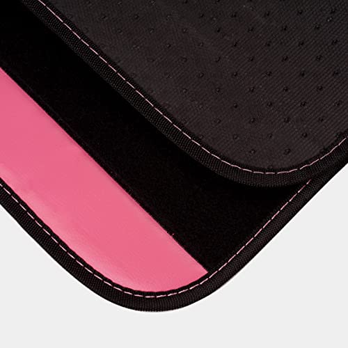 CAR PASS Rainbow Waterproof Universal Fit Faux Leather Car Carpet- Anti-Slip Nibbed Backing Floor Mats for SUV, Vans,Sedans,Trucks, Automotive Set of 4 for Women&Cute Girly (Black with Pink)