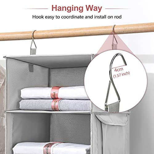 Vailando 6-Shelf Hanging Closet Organizer, 2 Separable 3-Shelf Hanging Shelves with 3 Drawers for Wardrobe, Nursery, Baby Clothes Organization and Storage