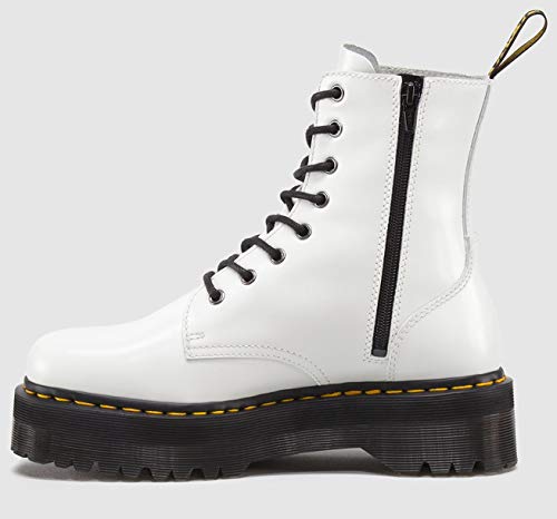 Dr. Martens, Jadon 8-Eye Leather Platform Boot for Men and Women, White Smooth, 7 US Women/6 US Men