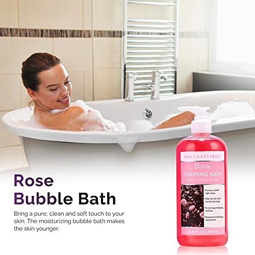 Bubble Bath, Spa Luxetique Foaming Bath with Pure Epsom Salt, Chamomile Rose and Lavender Scent Bath Set, Valentine's Day Gifts for Women Gift Set for Men 3 Pack 49.8 fl oz