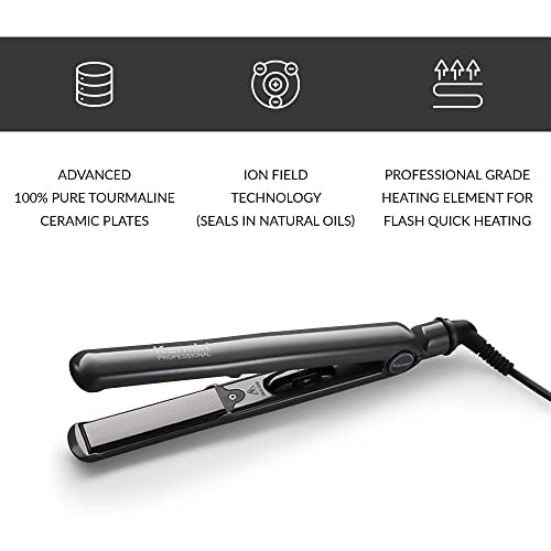 KARMIN G3 Pro Professional Tourmaline Ceramic Hair Straightener / Styling Flat Iron / 460F / Straighten, Curl, Wave, Heat Matt & Carrying Case, Black (KMG3B)