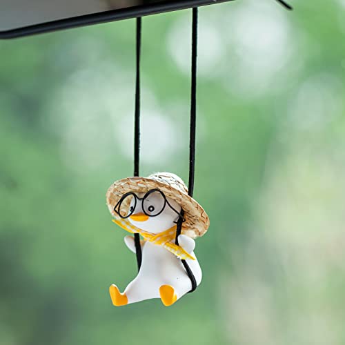 Rear View Mirror Accessories Car Mirror Hanging Accessories Swinging Duck Car Hanging Ornament Cute Car Accessories for Teens Women Men Car Decor Pendant Car Charm Truck Decorations(Cute A)