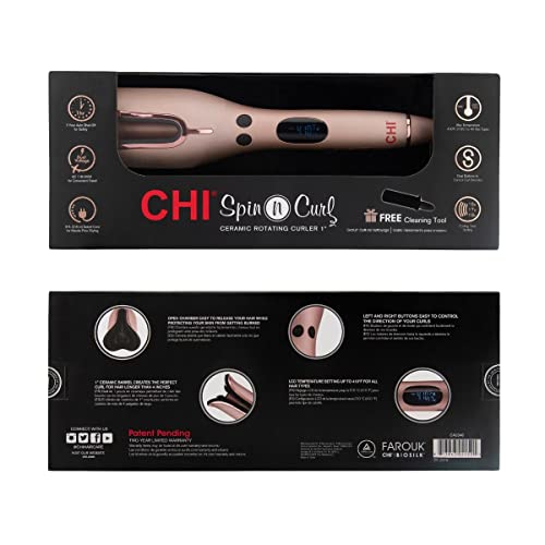 CHI Spin N Curl Special Edition Rose Gold Hair Curler 1". Ideal for Shoulder-Length Hair between 6-16” inches.