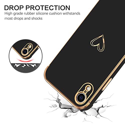 BENTOBEN iPhone XR Case, iPhone XR Phone Case, Cute Heart Pattern Slim Soft Flexible Shockproof TPU Bumper Protective Women Girls Boys Men Non-Slip Lightweight Cover for iPhone XR 6.1 Inch 2018, Black