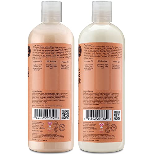 Shea Moisture Shampoo and Conditioner Set, Coconut & Hibiscus Curl & Shine, Curly Hair Products with Coconut Oil, Vitamin E & Neem Oil, Frizz Control, Family Size, 16 Fl Oz Ea