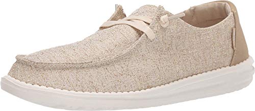 Hey Dude Women's Wendy Sparkling Beige Size 5 | Women’s Shoes | Women’s Lace Up Loafers | Comfortable & Light-Weight