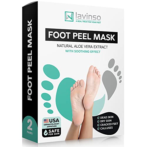 Foot Peel Mask for Dry Cracked Feet – 2 Pack Dead Skin Remover Foot Mask for Cracked Feet and Callus - Exfoliating Feet Peeling Mask for Soft Baby Feet, Original Scent by Lavinso