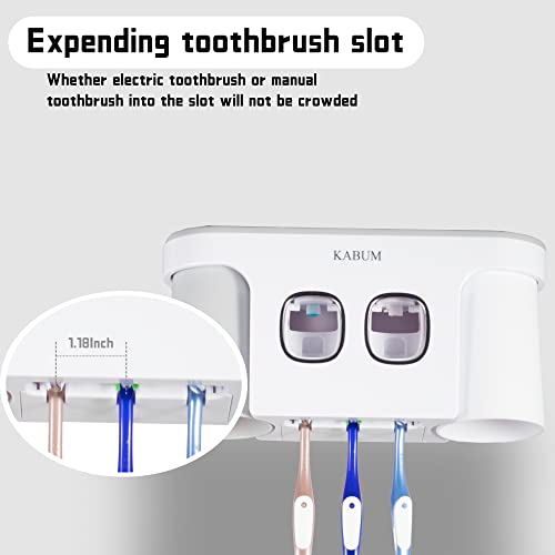 Toothbrush Holders for Bathrooms Toothpaste Dispenser - 2 Cups Automatic Toothpaste Squeezer Wall Mounted, Ideal Bathroom Accessories Organization