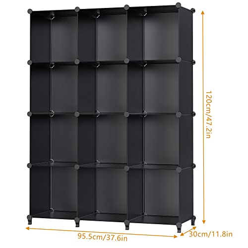 HOMIDEC Closet Organizer, 12-Cube Closet Organizers and Storage, Portable Closet Storage Shelves, Clothing Storage for Kids, Closet, Bedroom, Bathroom, Office (11.8x11.8x11.8 inch), Black