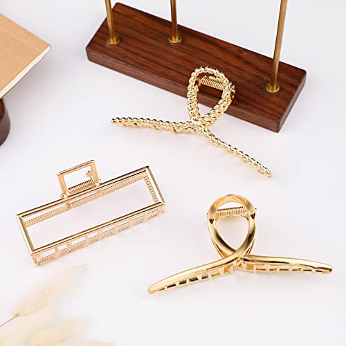 Mehayi 3 PCS Metal Large Hair Claw Clips for Thick Heavy Hair, Big Non-Slip Hair Catch Barrette Jaw Clamp, Strong Hold Claw Barrettes for Long Hair, Fashion Hair Styling Accessories for Women Girls