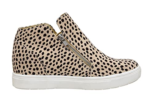 CUSHIONAIRE Women's Hart Hidden Wedge Sneaker +Memory Foam & Wide Width Available, Spotted Cheetah 9.5