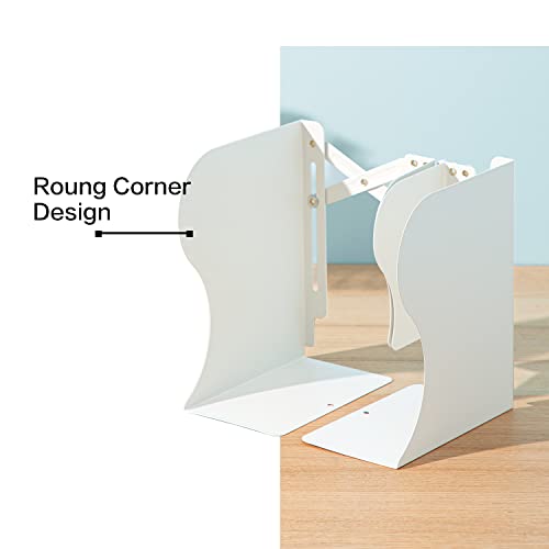 Deli Adjustable Bookend, Desk Magazine File Organizer Holder, Metal Book Ends for Heavy Books, Shelf, Office, Extends up to 19 inches, Creamy White