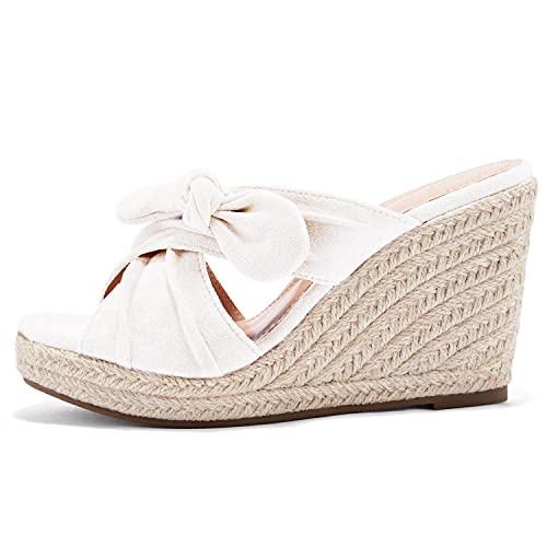 Womens Espadrilles Slip on Wedge Sandals Slides Bow Tie Platform Open Toe Summer Mules Shoes