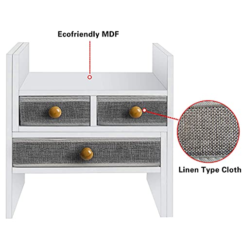 X-cosrack Wood Expandable Desktop Bookshelf Counter Bookcase Adjustable with Drawers Desktop Shelves Rack Storage Organizer for Office Supplies,Makeup,White.Petent Pending