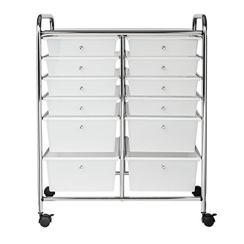 Honey-Can-Do Rolling Storage Cart and Organizer with 12 Plastic Drawers