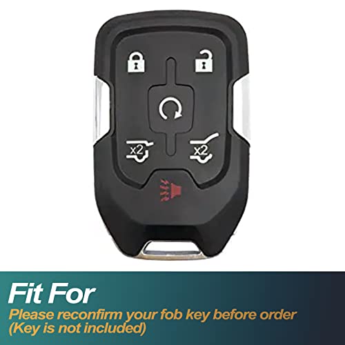 FEYOUN Key Fob Cover Compatible with Chevy Chevrolet Suburban Tahoe GMC Terrain Yukon Yukon XL Smart 6 Buttons TPU Remote Keyless Key Fob Case Protection Shell Accessories, White