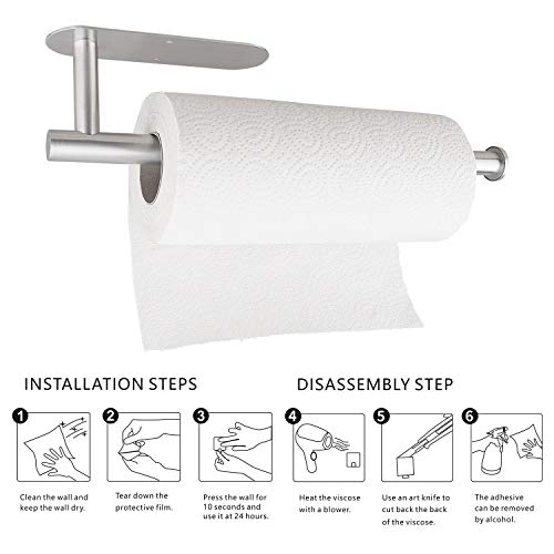 Paper Towel Holders,Paper Towels Rolls - for Kitchen,Paper Towels Bulk- Self-Adhesive Under Cabinet,Both Available in Adhesive and Screws,Stainless Steel Paper Towel Holder