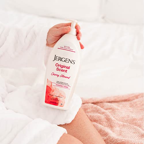 Jergens Original Scent Dry Skin Lotion, Body and Hand Moisturizer for Long Lasting Skin Hydration, with HYDRALUCENCE blend and Cherry Almond Essence, 32 Ounce