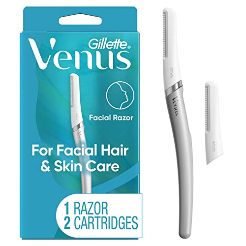 Gillette Venus Facial Razor, Exfoliating Dermaplaning Tool for Face with 2 Blade Refills, Face Razors for Women