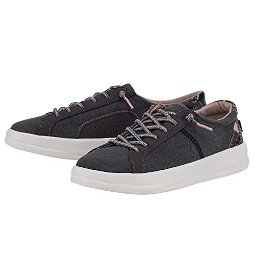 Hey Dude Women's Karina Jet Black Size 7 | Women's Sneakers | Women's Casual Shoes | Comfortable & Light-Weight