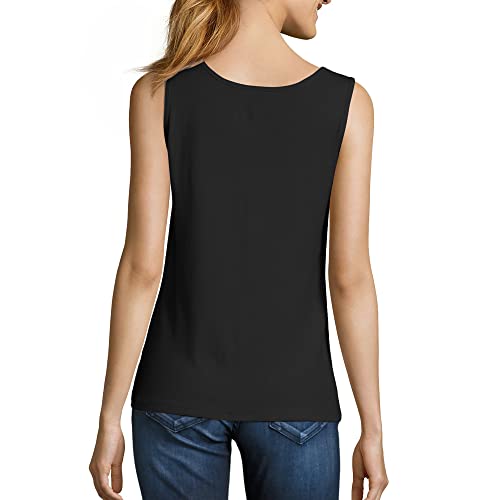 Hanes womens Cotton Tank Shirt, Black, X-Large US