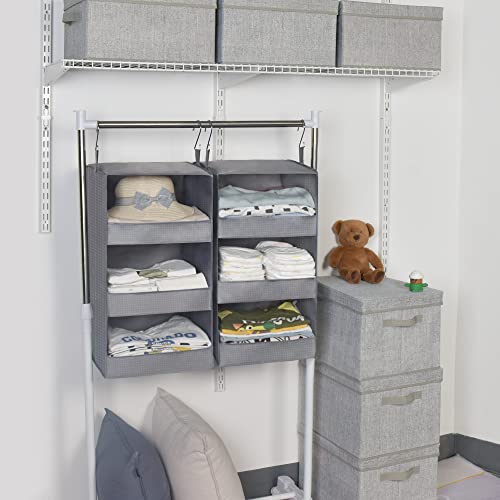 GRANNY SAYS 3-Shelf Closet Hanging Organizers, Foldable Hanging Closet Shelves, Hanging Organizers for Locker & Camper, Gray, 2-Pack