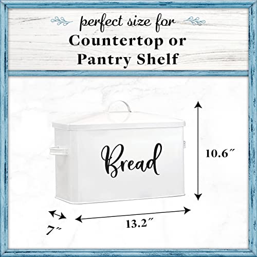 Home Acre Designs Bread Box - Large Farmhouse Decor Style Pantry Organization and Storage Container for Countertop - Rustic Kitchen Decor