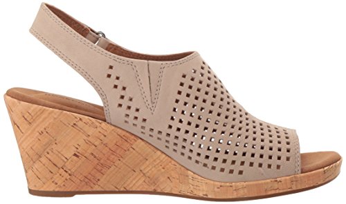 Rockport womens Briah Perf Sling Wedge Sandal, Taupe Leather, 7.5 US