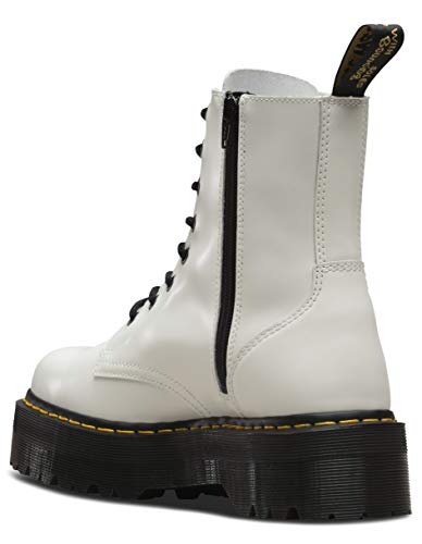 Dr. Martens, Jadon 8-Eye Leather Platform Boot for Men and Women, White Smooth, 7 US Women/6 US Men