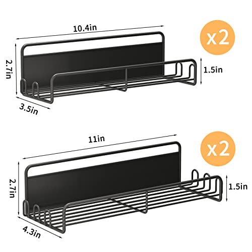 coobest Magnetic Spice Rack for Refrigerator, 4 Pack Magnetic Spice Rack Organizer with Super Strong Magnetic, Metal Kitchen Organization, Spice and Seasoning Organizer, Kitchen Gadgets, Black