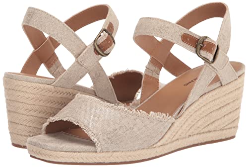 Lucky Brand Women's MINDRA Espadrille Wedge Sandal, natural/plat, 9 M US