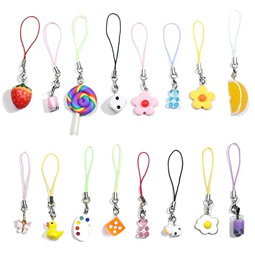 LIRUNQIN Phone Charm Strap Kawaii Accessories Aesthetic Indie Y2k Alt Kidcore Preppy Cute Keychain Jewelry Lanyard String Charms Aesthetic Stuff